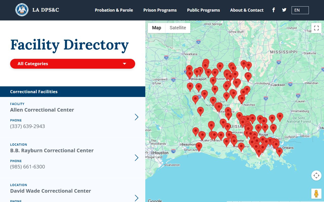 Orleans Transitional Work Program inmate lookup through Louisiana DPS and Corrections facility directory